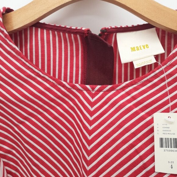 Anthropologie Maeve Cantua Peplum Top | Size 4 | NWT Red & White Striped Blouse - Picture 6 of 10